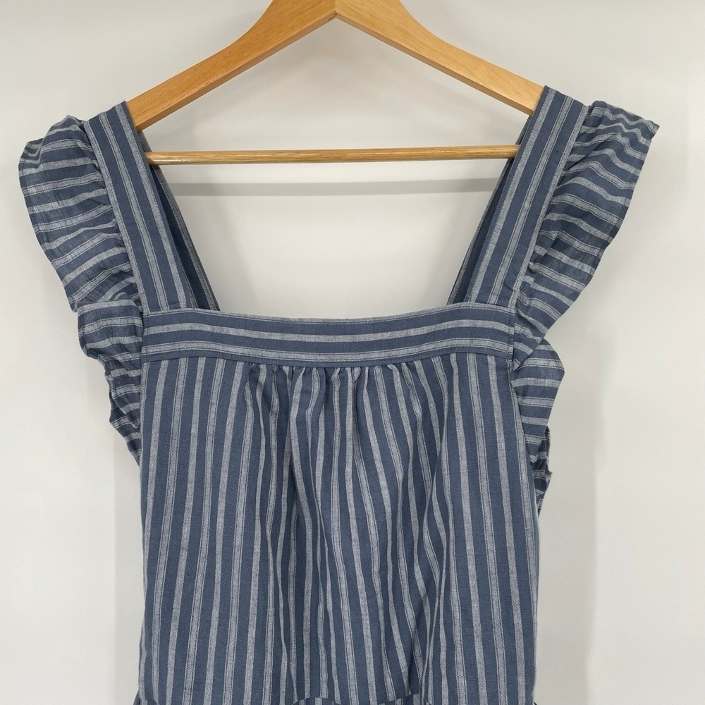 GAP Women's Size 8 TALL Ruffle Sleeve Jumpsuit Linen Wide Leg Belted Coastal NEW - Picture 5 of 12